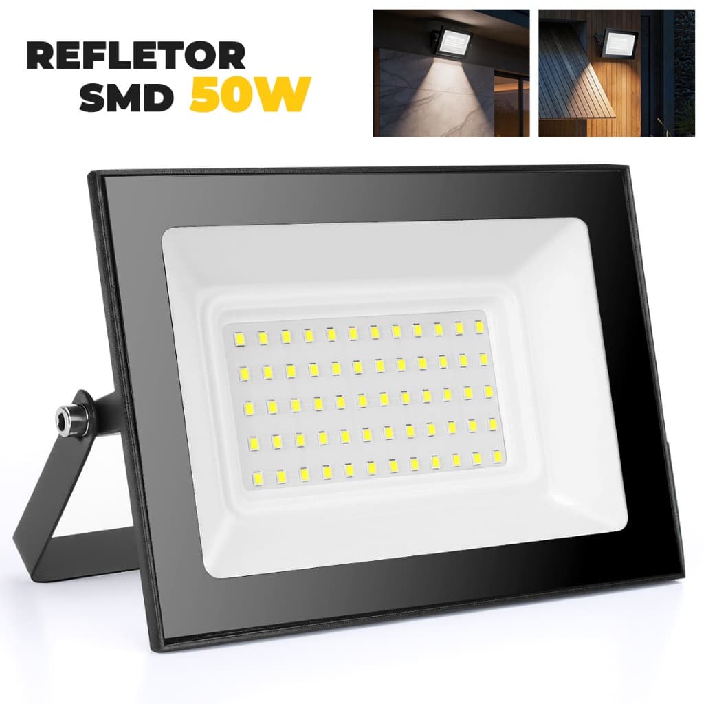 Refletor LED ECO 50W Econômico Bivolt 127V/220V IP66 À Prova d'Água Luz Branco Frio Iluminação Externa Jardim
