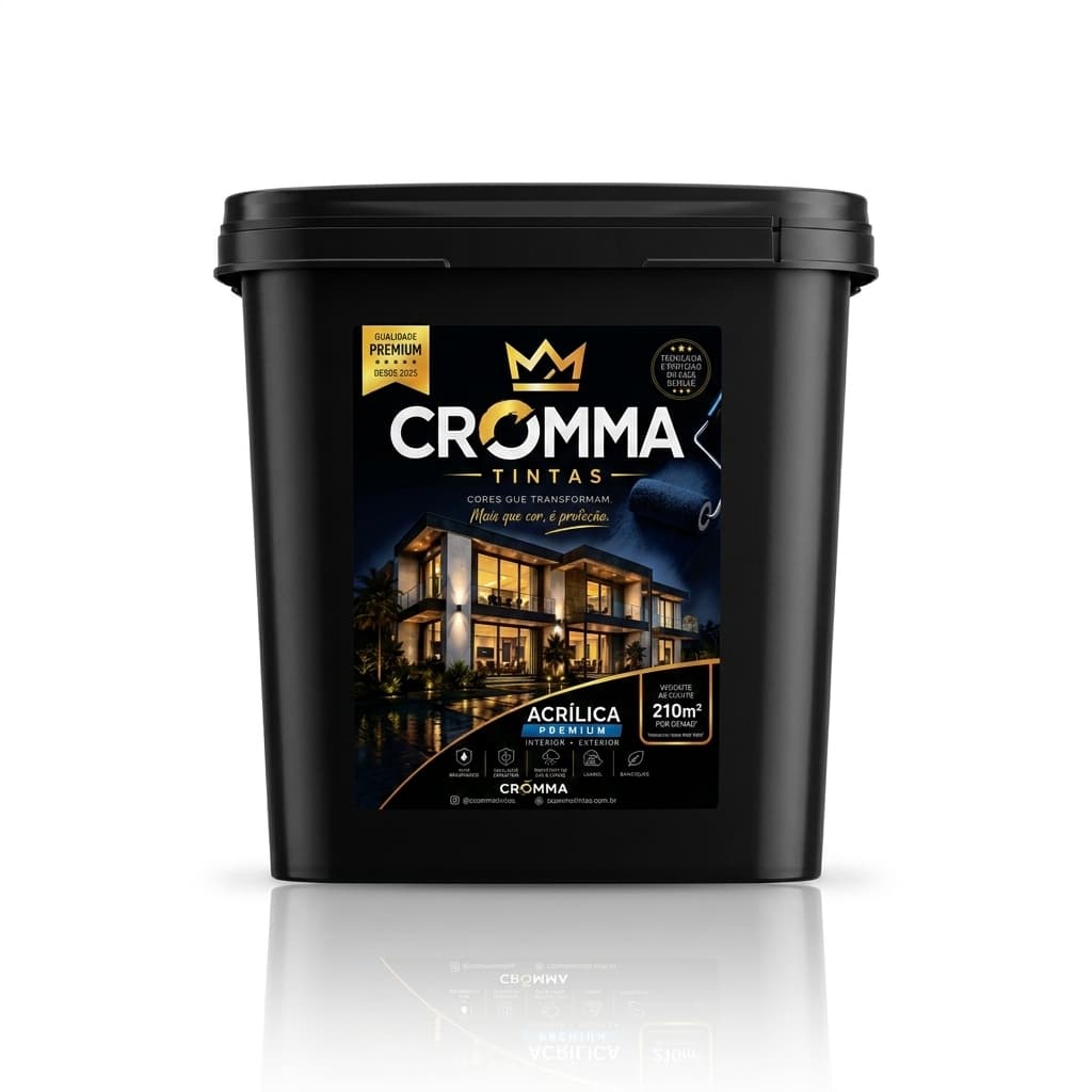 Tinta Acrílica Premium Cromma 21 Litros Neve Para Parede Rende 210m² Lavável Baixo Odor Resistente