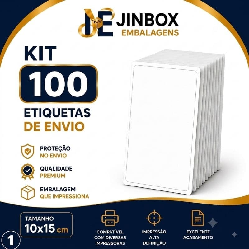 100 Etiquetas de Envio Térmicas Adesivas 10x15 (100mmx150mm) para Envio E-commerce