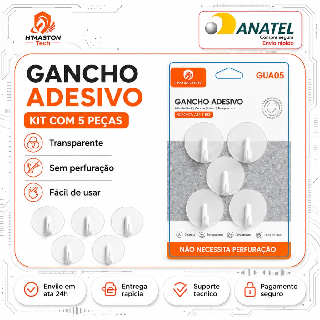 H'Maston GUA05 Ganchos 5 Peças Gancho De Parede Adesivo Gancho Adesivo Parede Gancho Autocolante Parede Gancho Parede