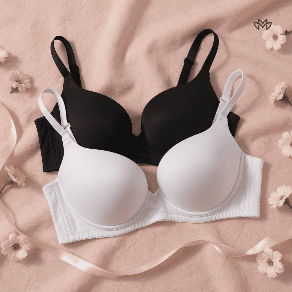 Kit 2 Sutiãs Femininos Reforçados com Bojo Alça Regulável Fecho Duplo Sustentação