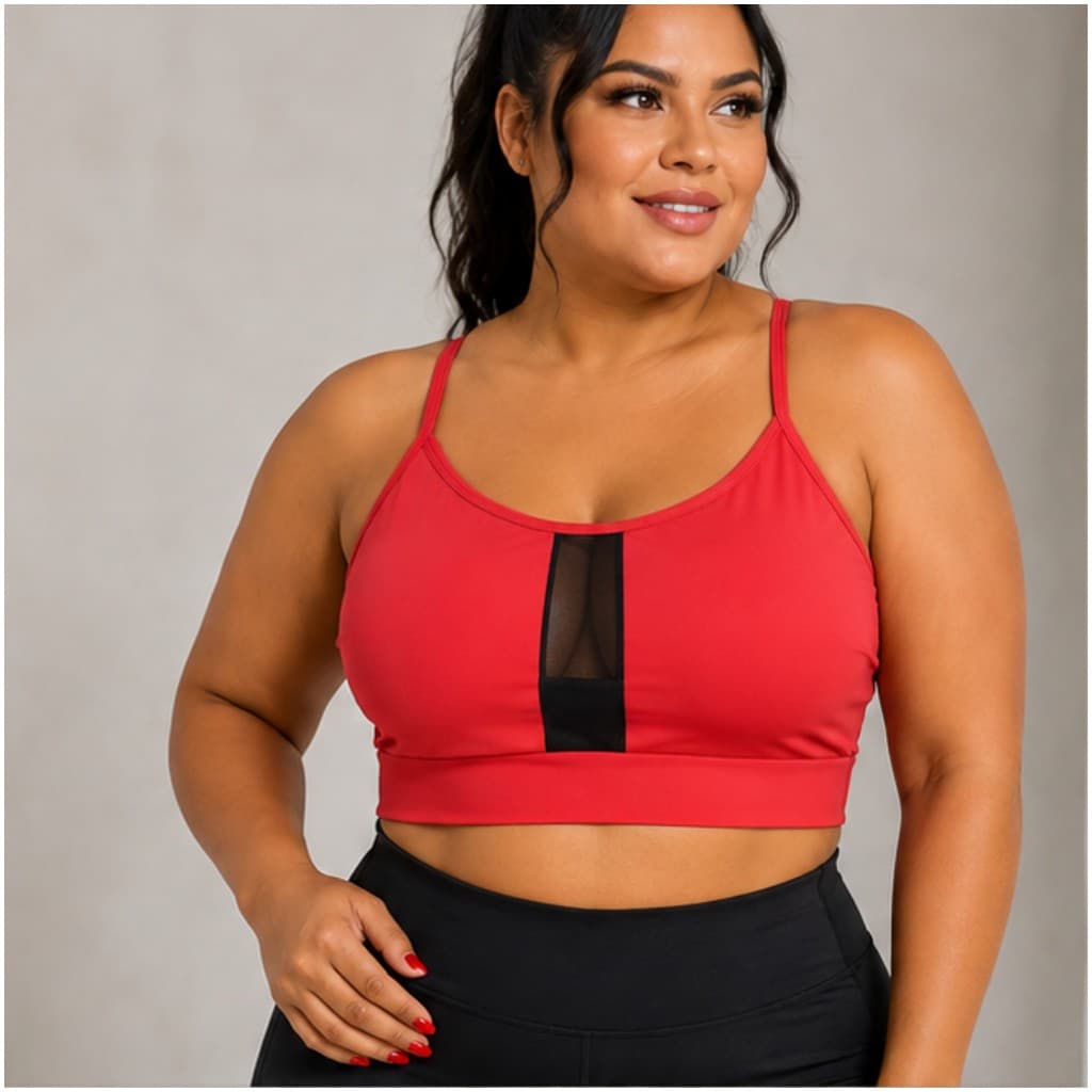 Top Alcinha Fitness Plus Size Detalhe Dry Fit Frontal  com Bojo Removível