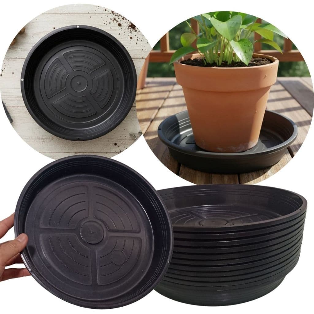 Kit 24 Prato Plástico Para Vaso De Planta 21cm Pratinho Médio Preto Pratos Coletor de Agua