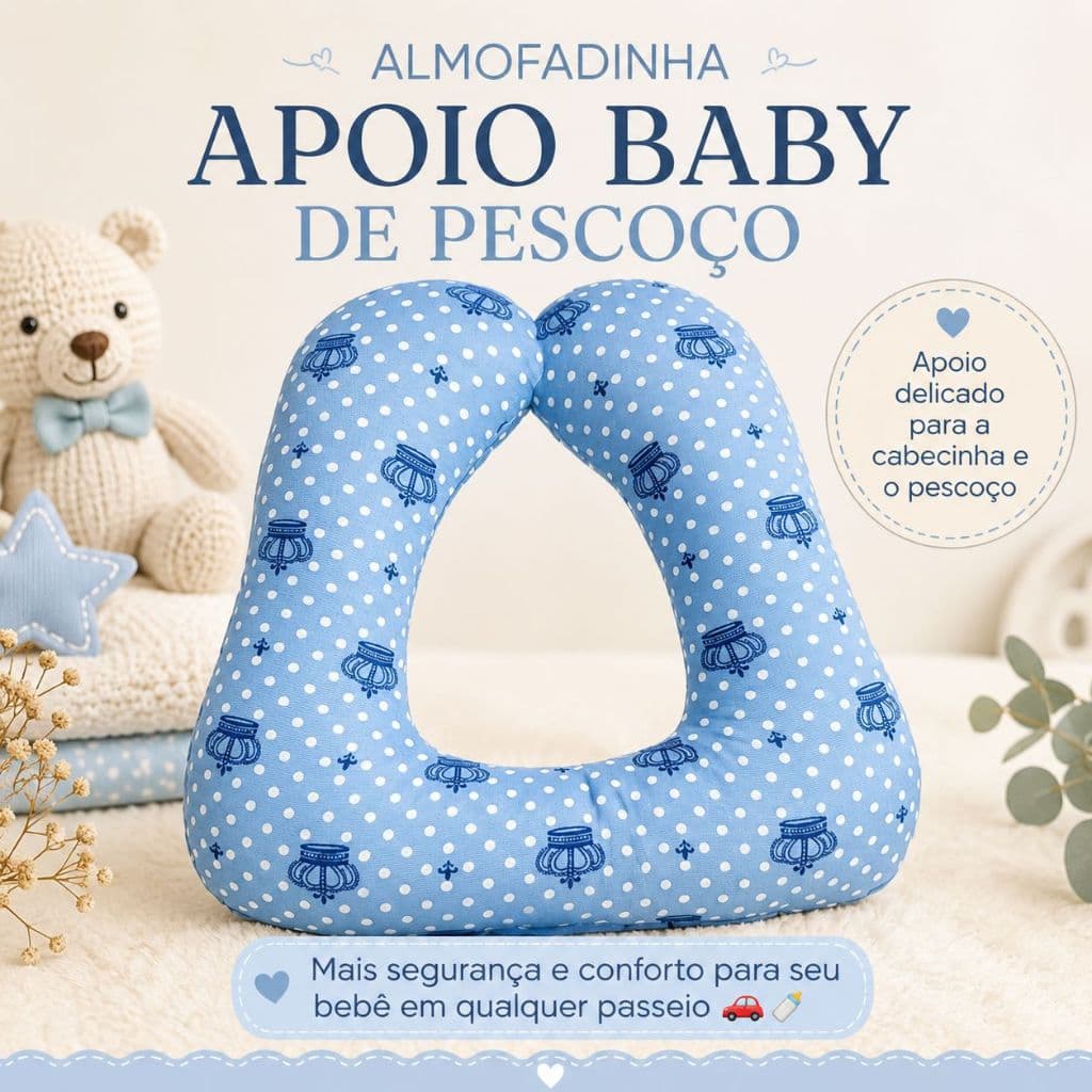 Almofada Apoio de Pescoço Baby Bebê Infantil Anatômica para Viagem Carrinho Bebê Conforto Passeio
