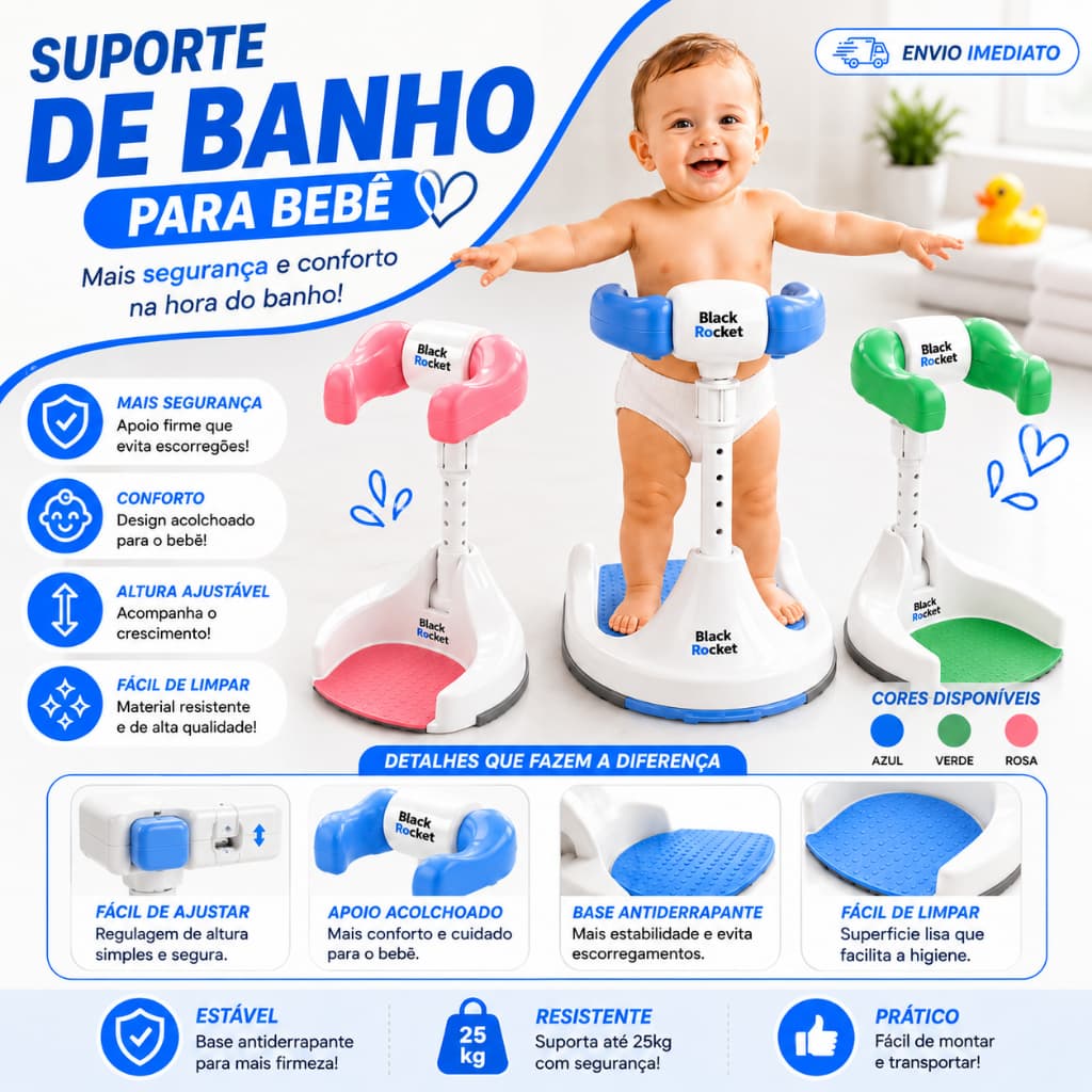Suporte Banho Bebê Coluna Ajustável Torre Banho Banheira Em Pé Ajustável 9 Níveis Antiderrapante Seguro