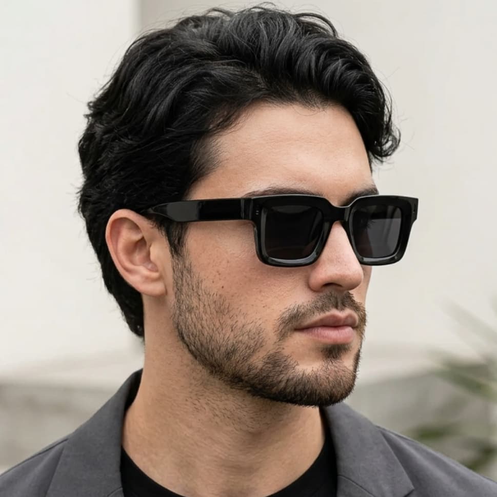 Óculos de Sol Quadrado Retro Tendência Luxo UV400 Masculino