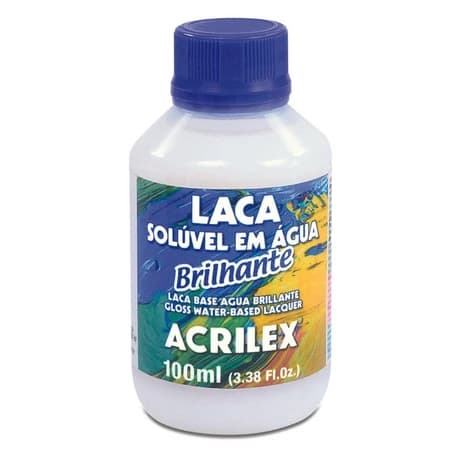Laca Brilhante Acrilex Solúvel em Água 100ml - Artesanato Impermeabilizante Acabamento Brilho Incolor