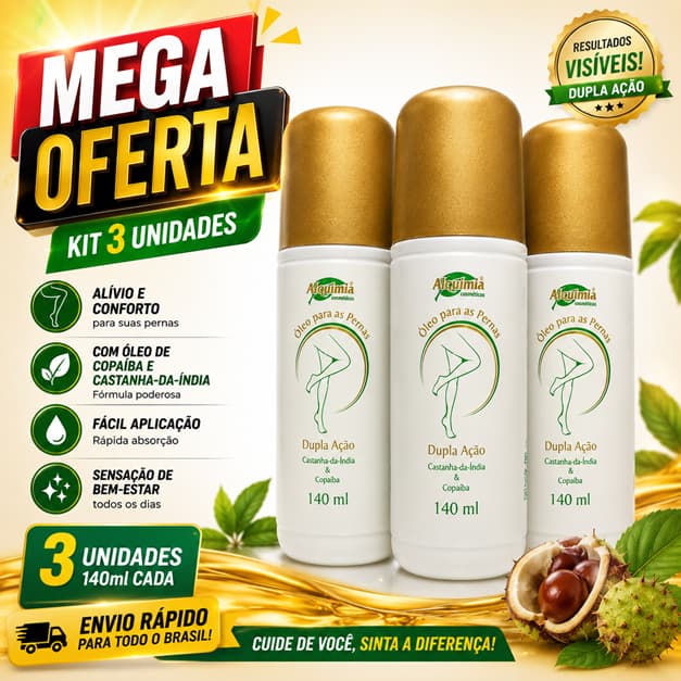 🔥  3 UNID 🔥  ✨ Óleo para as Pernas Dupla Ação Alquimia – 140 mL