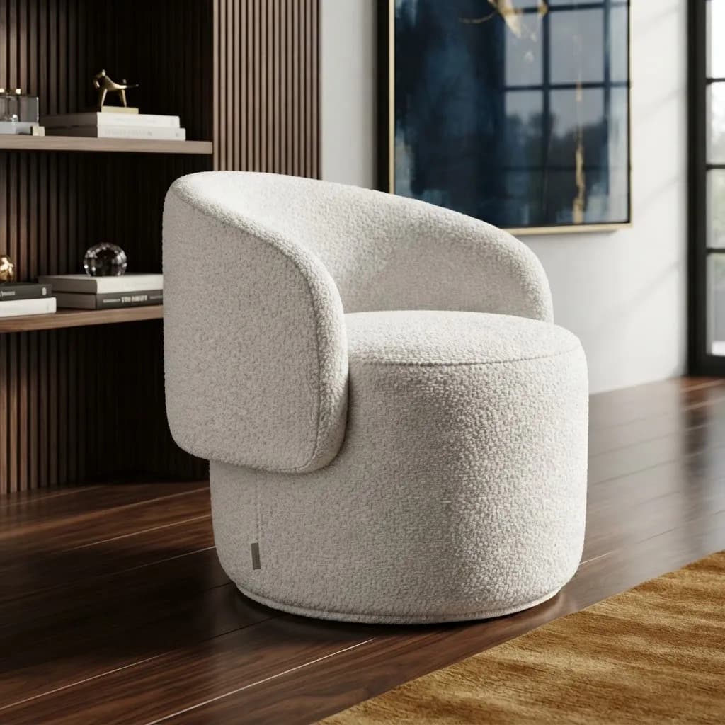 Poltrona Decorativa Aisha - Poltrona Para Decoração, Sala De Estar E Recepção De Boucle Luxuoso