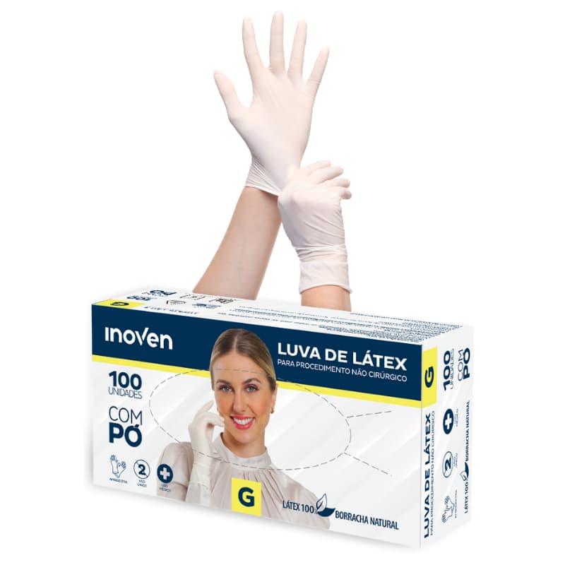 Luva de Látex Descartável com Pó 100 unidades Inoven