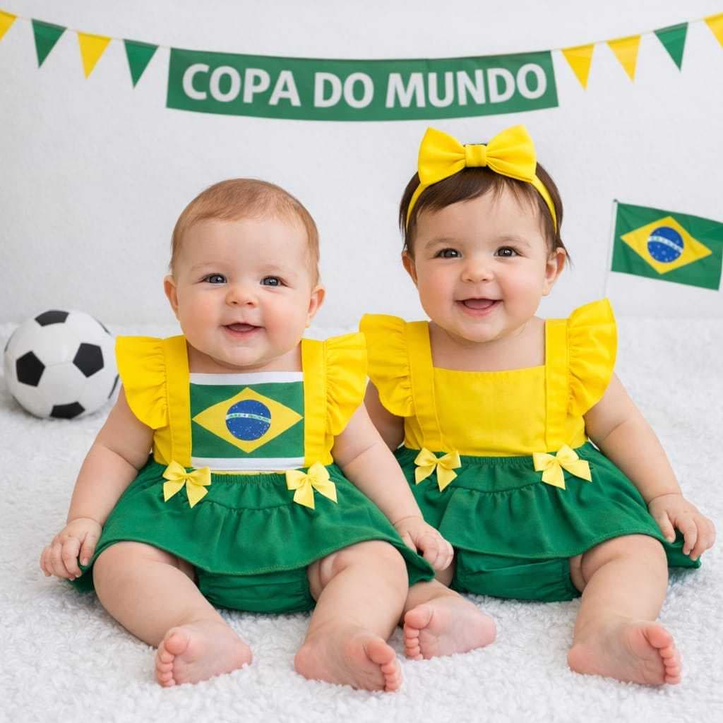 Jardineira Romper Body Brasil Patriota Copa Do Mundo Bebe Menina Brazil Futebol Roupa Copa Menina Seleção