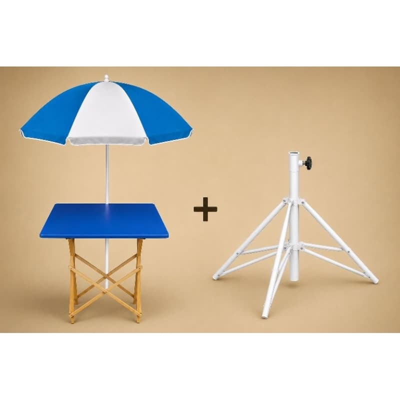 Kit Banca + Guarda Sol + Suporte Do Guarda Sol Desmontável Para Camelô Ambulante