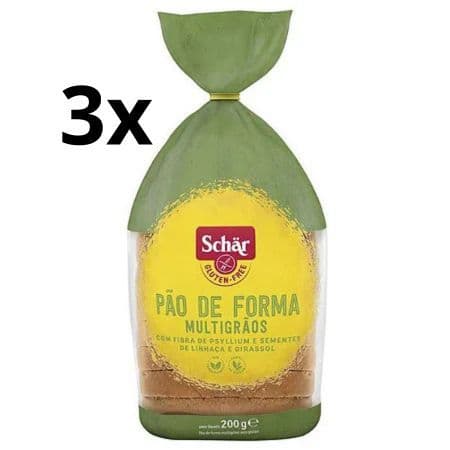 Kit com 3 Pão de Forma Multigrãos Sem Glúten Schar 225g cada