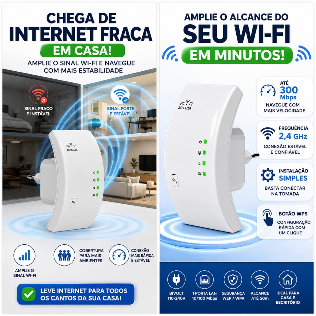 Repetidor de Sinal WiFi - Bivolt | AJ-N16