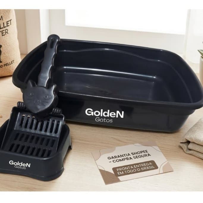 Kit Caixa de Areia para Gatos com Pá + Comedouro