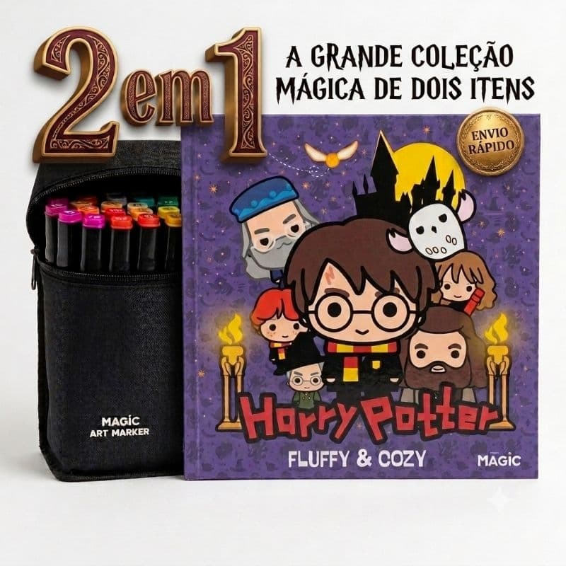 HARRY POTTER LIVRO DE COLORIR INFANTIL+24 CANETINHA - PRESENTE CRIATIVO FESTA
