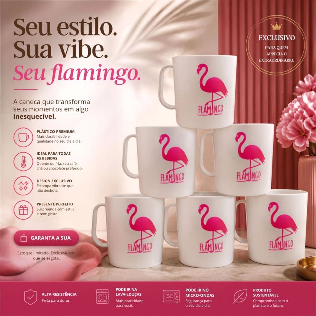 KIT 10 CANECAS FLAMINGO ESTAMPA FESTA PISCINA ANIVERSÁRIO ROSA PLASTICA