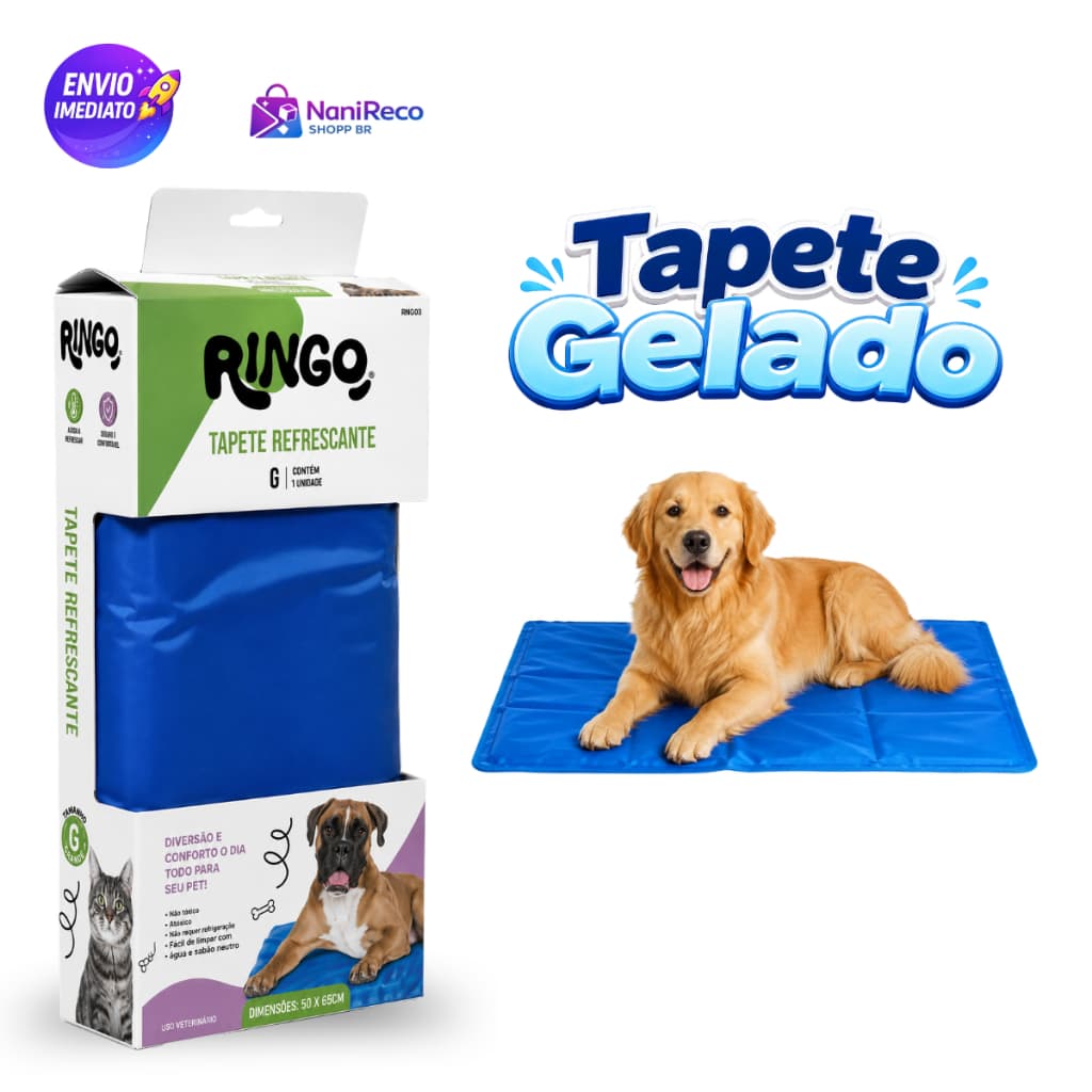 Tapete Gelado Refrescante para Pets Anti Calor Não Tóxico Antialérgico Tamanho P e M