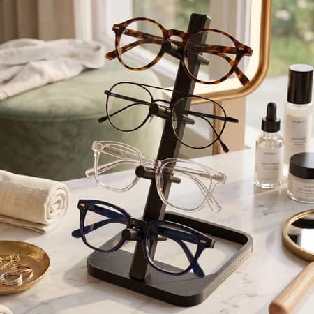 Organizador Porta Óculos 4 Lugares Expositor Suporte de Mesa Premium