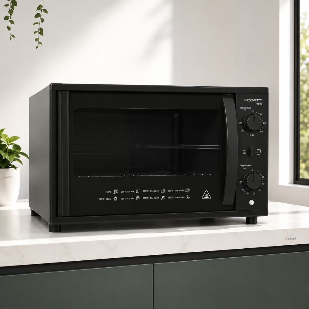 Forno Elétrico de Bancada 50 Litros Top50 Black com Grill e Luz Interna Fogatti
