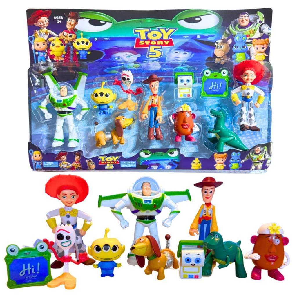 Kit 10 Bonecos Toy Story Coleção Brinquedos Woody Buzz Dino Jessie Action Figure