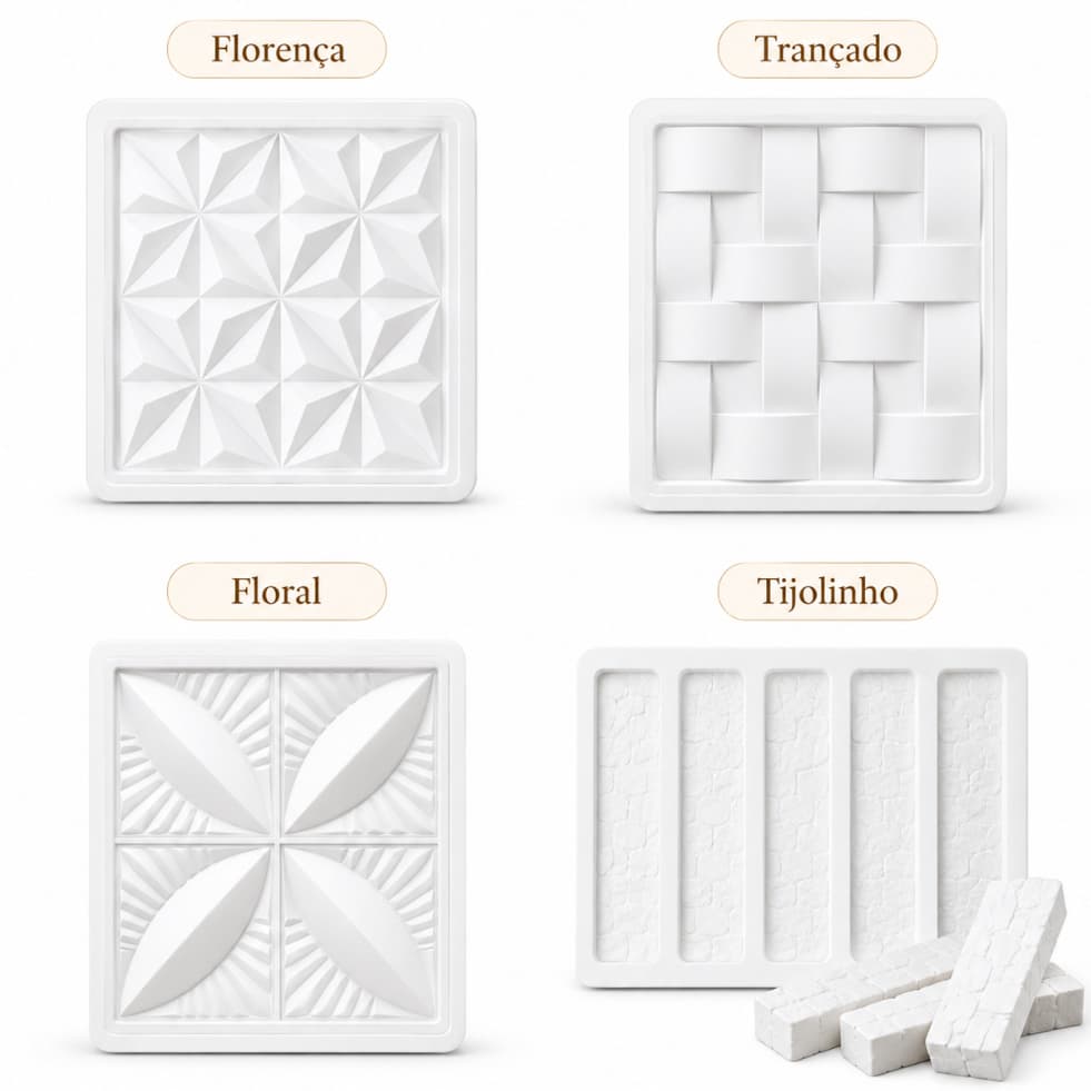 Forma Molde Para Gesso Cimento 3D 32x32cm PSAI Reutilizável Econômico Revestimento Parede
