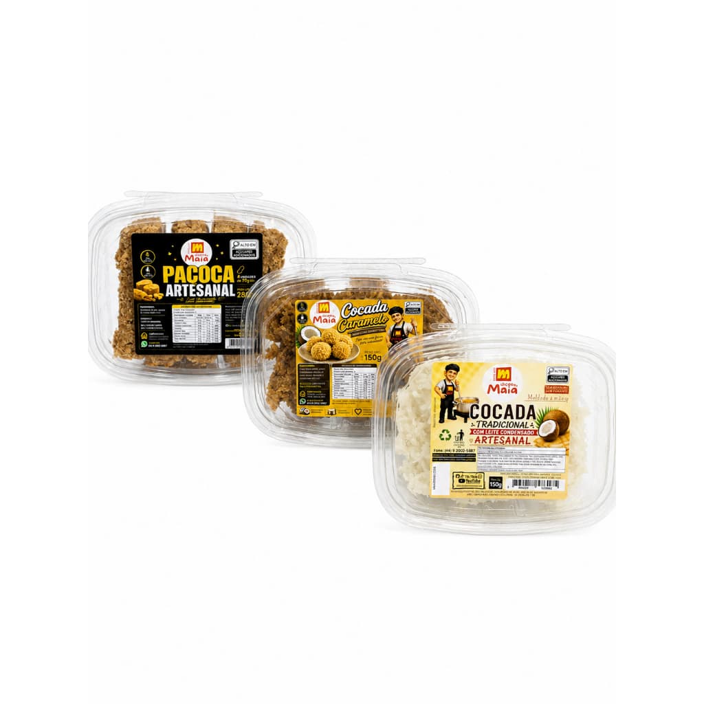 Kit Doce Artesanal Cocada Caramelizada E Paçoca Duçuras Maia - 580g