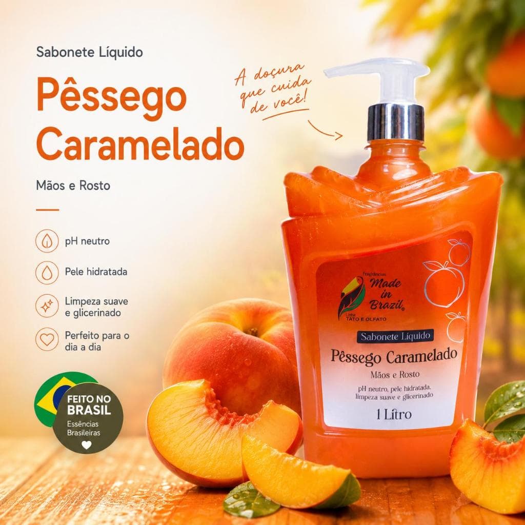 Sabonete Líquido Perfumado 1 Litro Mãos e Rosto Hidratante pH Neutro Glicerinado Cheiroso Made in Brazil Deixa a Pele Ma