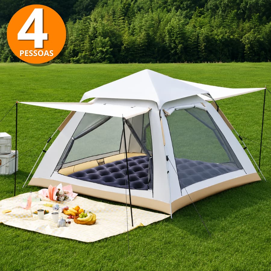 Barraca de Camping Automática 4 Pessoas Barraca de Acampamento Portátil 210*200*135cm