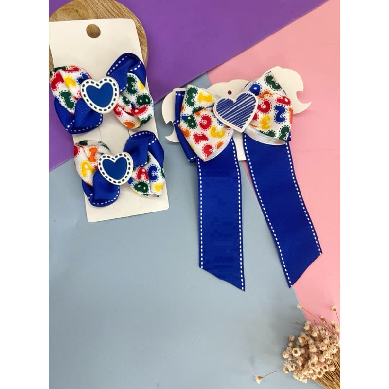 Kit Escolar Infantil Menina com 3 laços | Kit de Laços para Escola | Acessórios de Cabelo Infantil