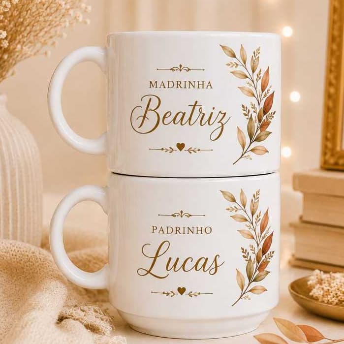 KIT 2 Xícaras Personalizadas 180ml Pais dos Noivos | Presente Casamento Porcelana padrinho madrinha