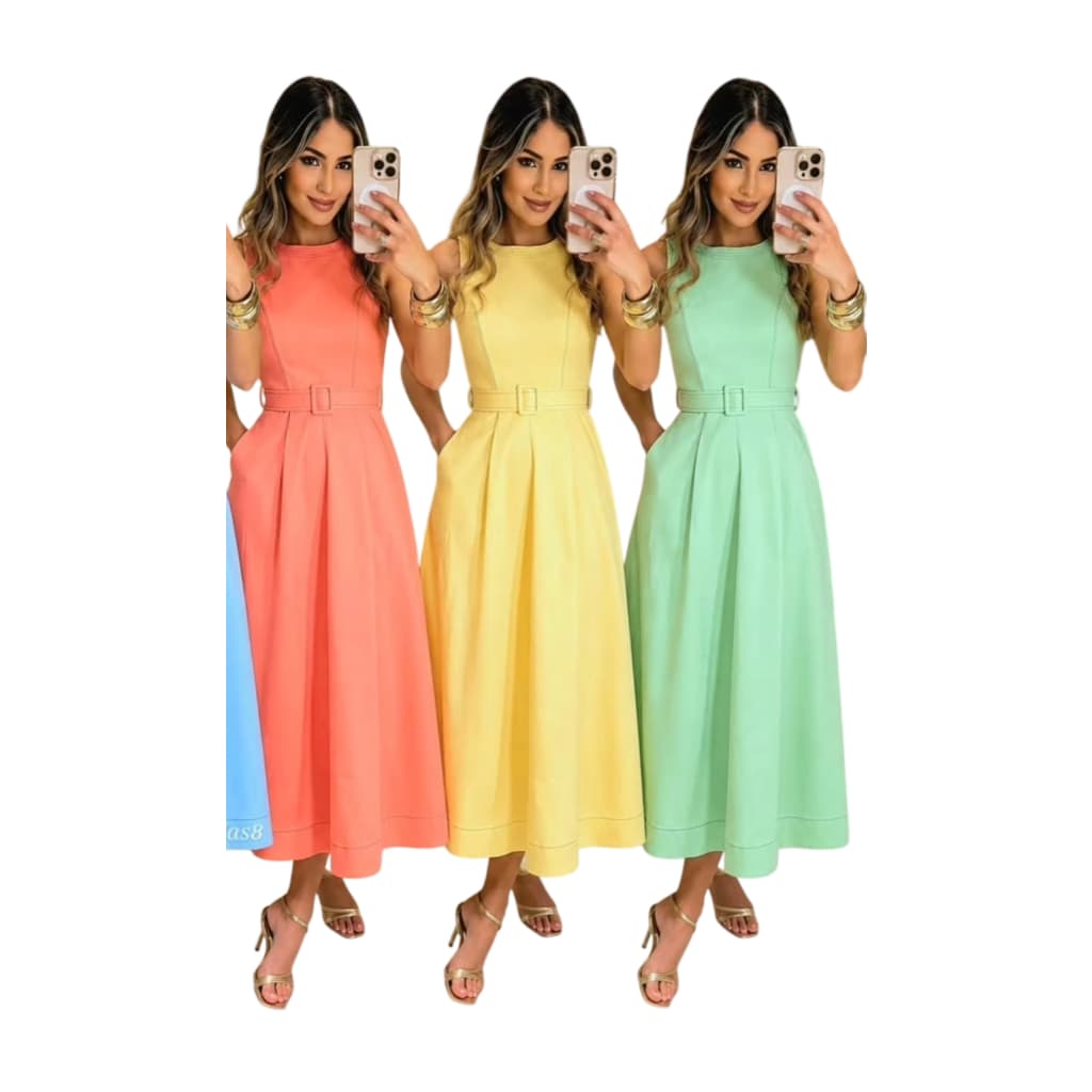 Vestido Feminino Longo Tecido Sensorial Moda Feminina Elegante Tendência