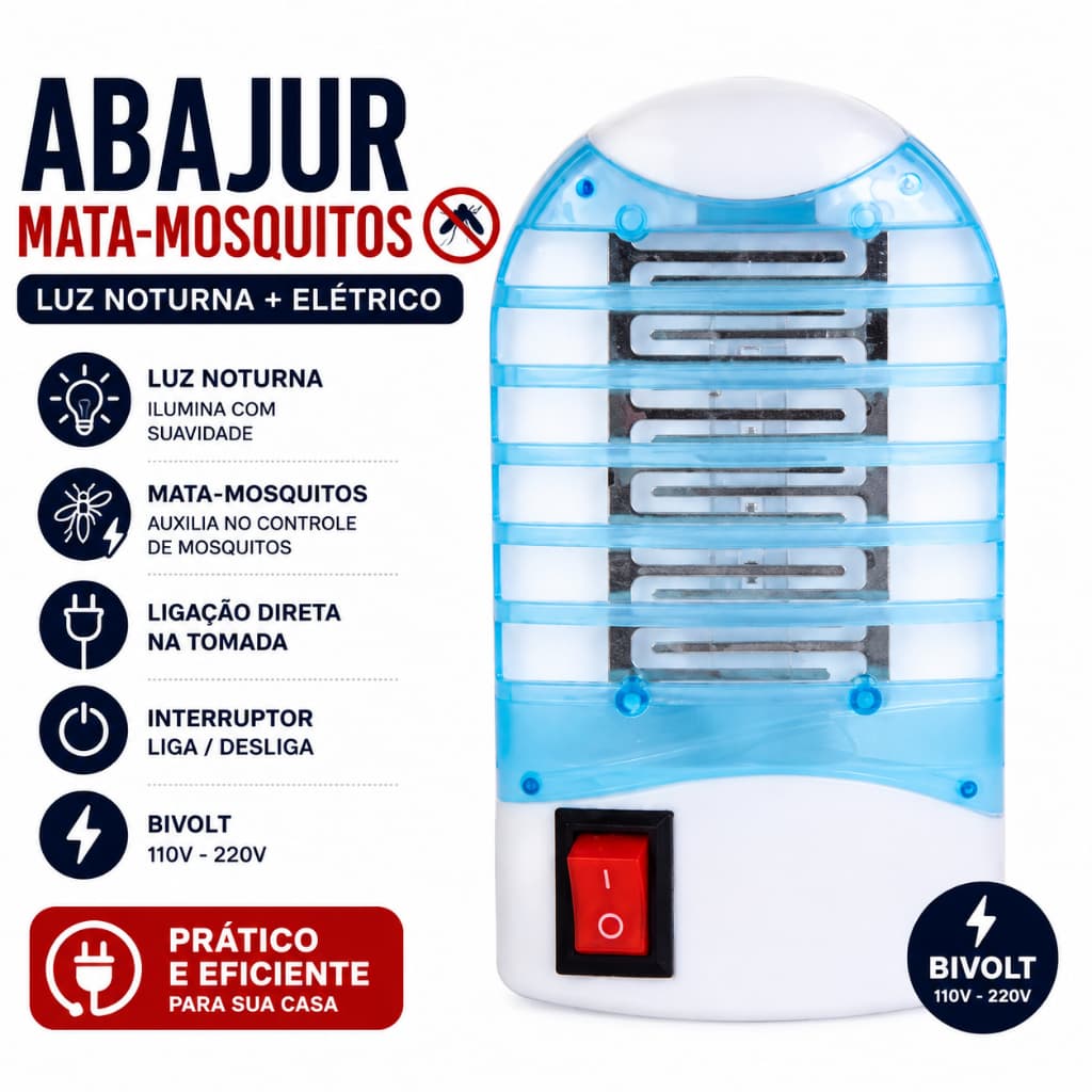 Abajur de Tomada Mata Mosquito Bivolt Art House | Luminária Noturna com Repelente Elétrico