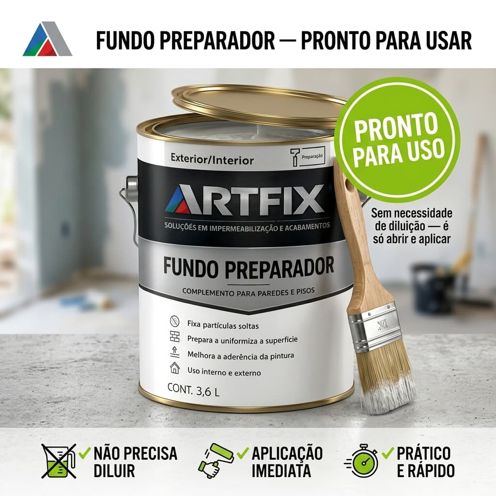 Fundo Preparador Incolor 3,6L para Paredes, Gesso, Concreto e Reboco - Aplicação Externa e Interna