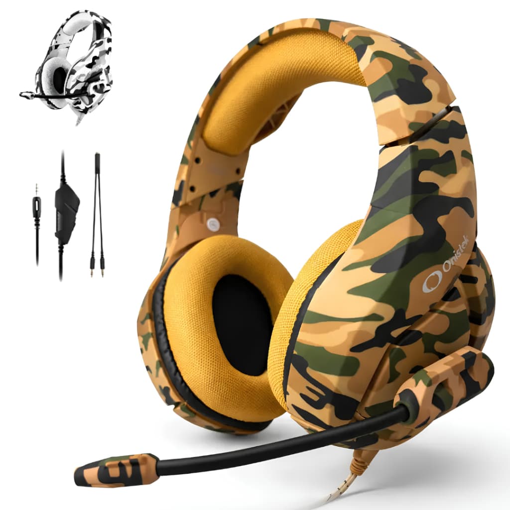 Fone Gamer Headset Camuflado Com Fio Estéreo Microfone USB P2 50mm Para Computer PS4 Xbox