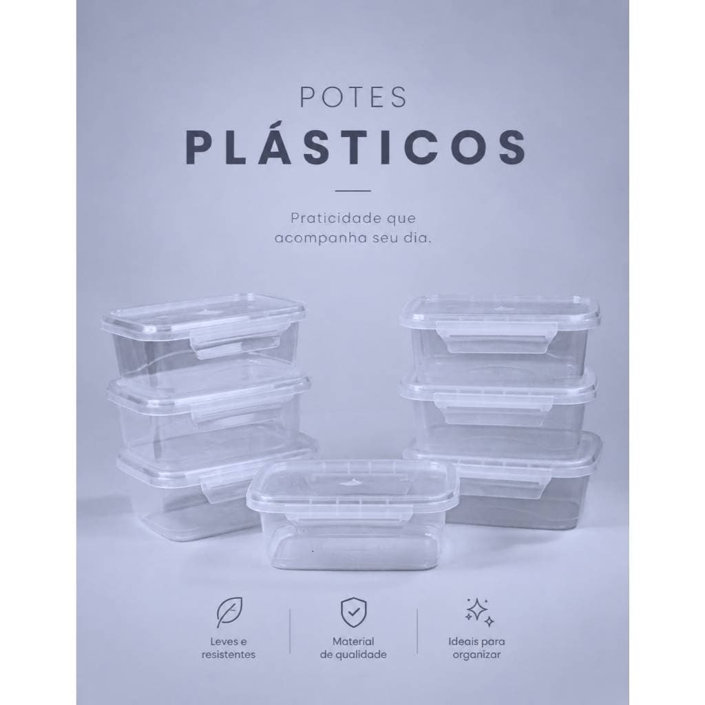 Kit até 30 Marmita Potes 750ml com Travas Laterais BPA FREE - Alimentos organizadores de congelador PLASTICOS