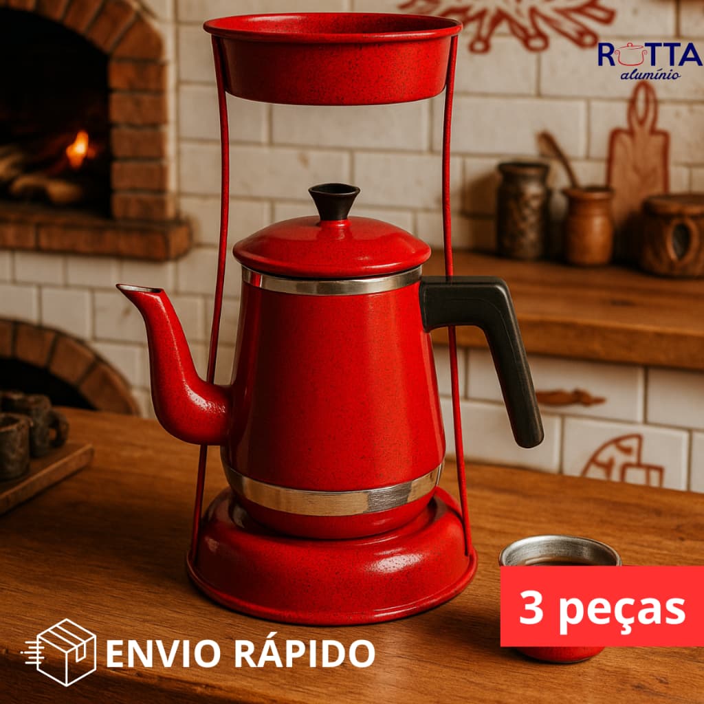 KIT MANCEBO BULE N8 1,35L CABO DE BAQUELITE E COADOR DE CAFÉ SUPORTE VELADOR PASSADOR DE CAFÉ, VINTAGE,