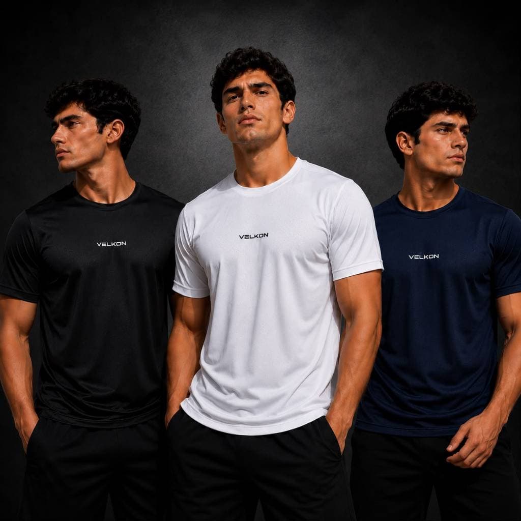Kit 3 Camisetas Dry Fit Masculina VELKON Esportiva Furadinha 100% Poliéster Academia Corrida