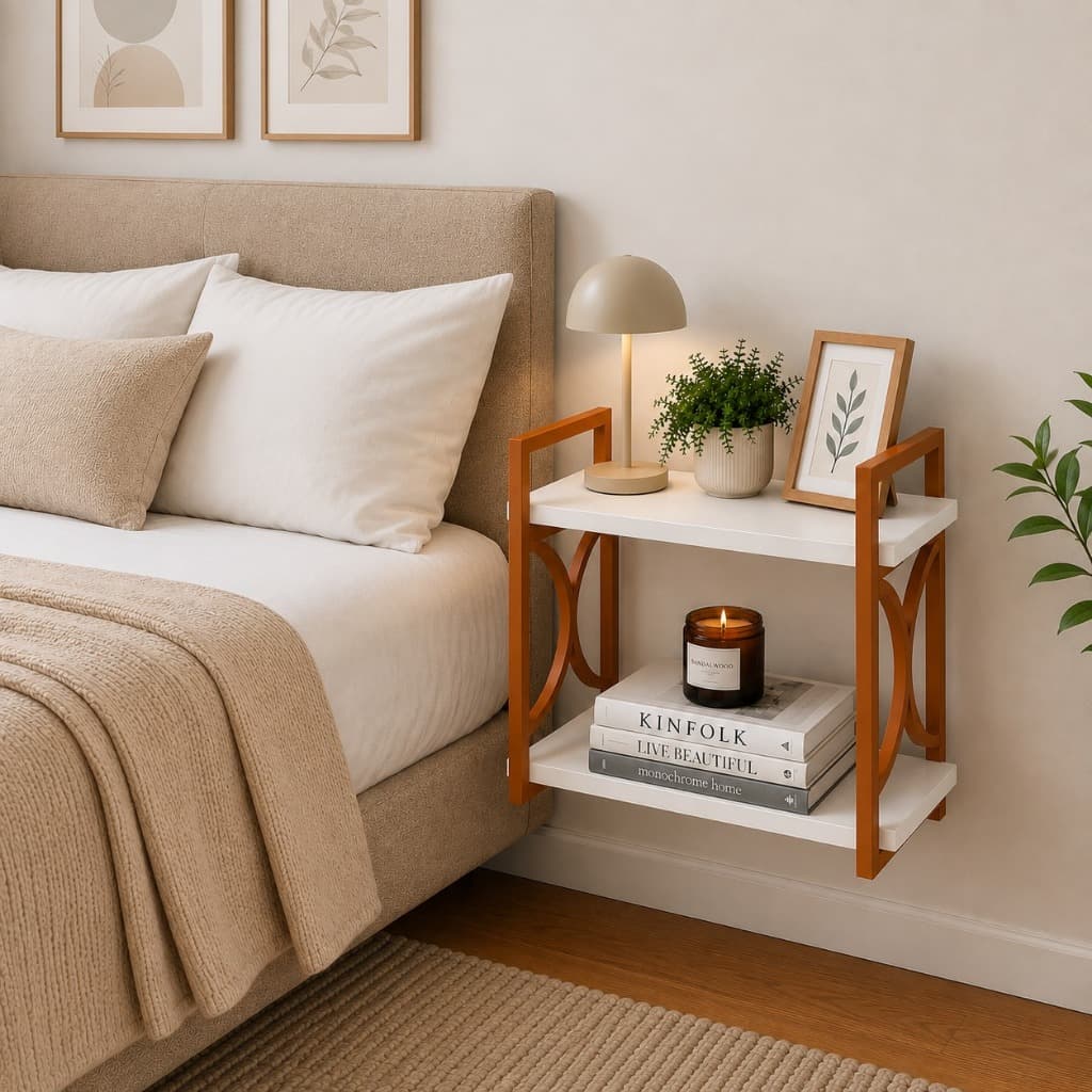 Mesa de Cabeceira Criado Mudo Suspenso Industrial Prateleira para Quarto