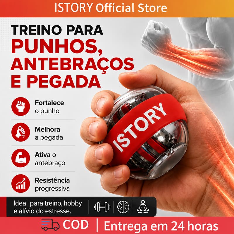 Power Ball Giroscópica Fortalecedor de Punho e Antebraço Wristball Exercitador de Mão e Pegada