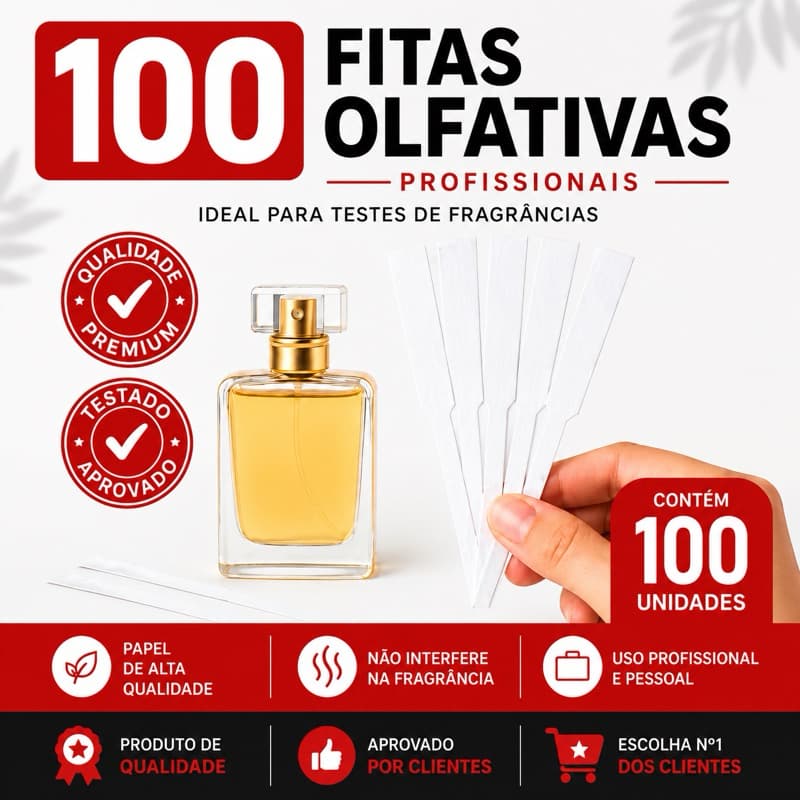 100 Fitas Olfativas Profissionais | Papel 200g | Perfumes | Teste Olfativo | Perfumeiras e Perfumistas