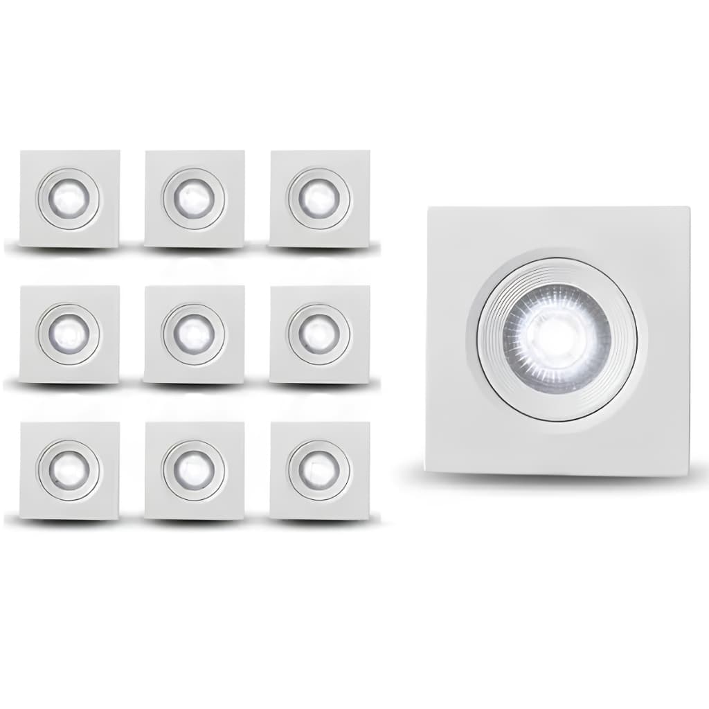 Kit 10 Spot Led De Embutir quadrado 7w Bivolt Branco Frio 6500k 127/220v Kit C/10 Spots