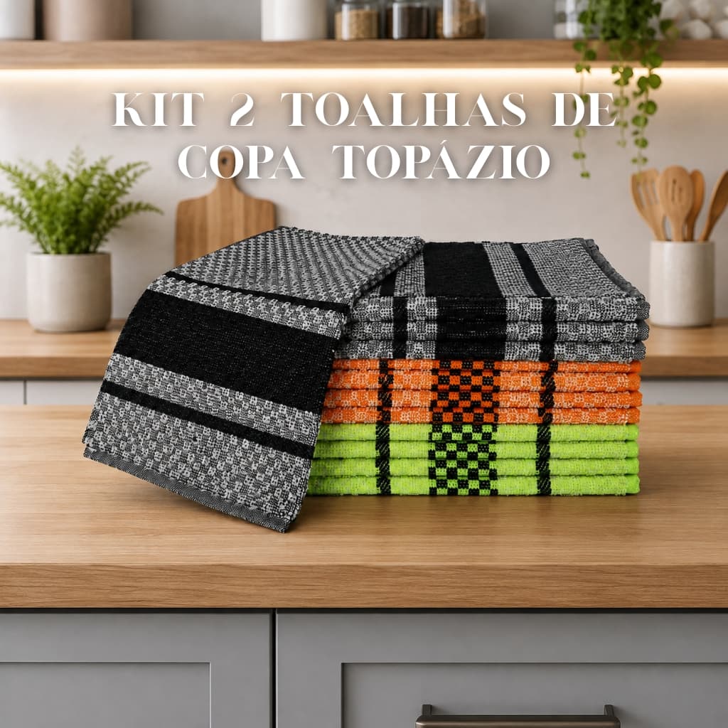 Kit 2 Toalhas de Pano de Copa Topázio - 100% Algodão - Toalhas K&C