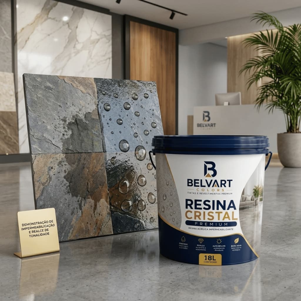 Resina Acrílica Belvart Colors 18L Fácil Aplicação São Tomé Ardósia e Concreto Até 225 m² por Demão