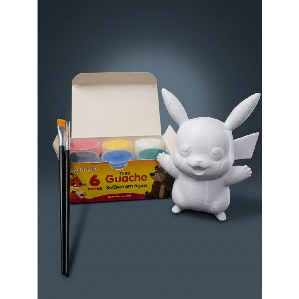 Kit Pikachu para Pintar – Miniatura 3D + Tintas e Pincéis