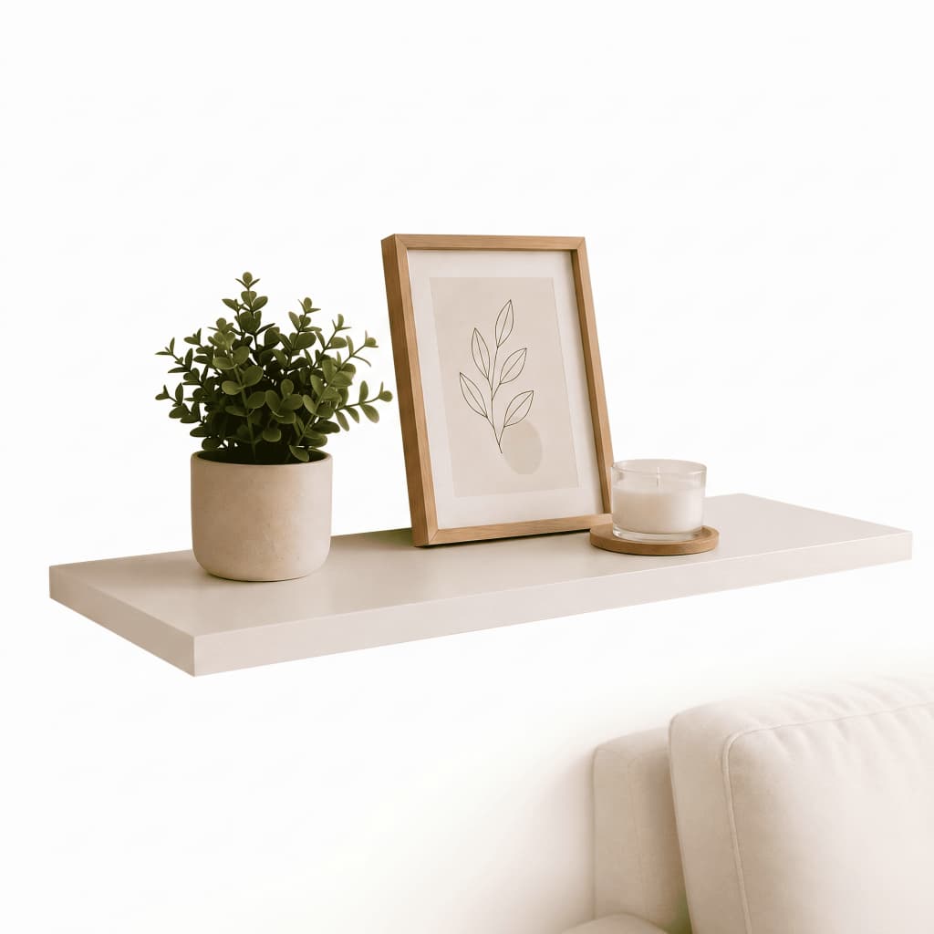 Prateleira MDF Branco 60x25 Flutuante Quarto Sala Decoração - Com Suporte Invisível - 18mm Reforçada 1 unidade