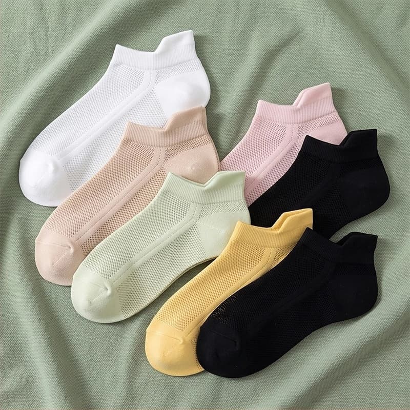 Kit Meias Invisíveis Femininas 6 9 12 15 Pares, Antiderrapantes Malha Telada Respirável para Sapatos Baixos