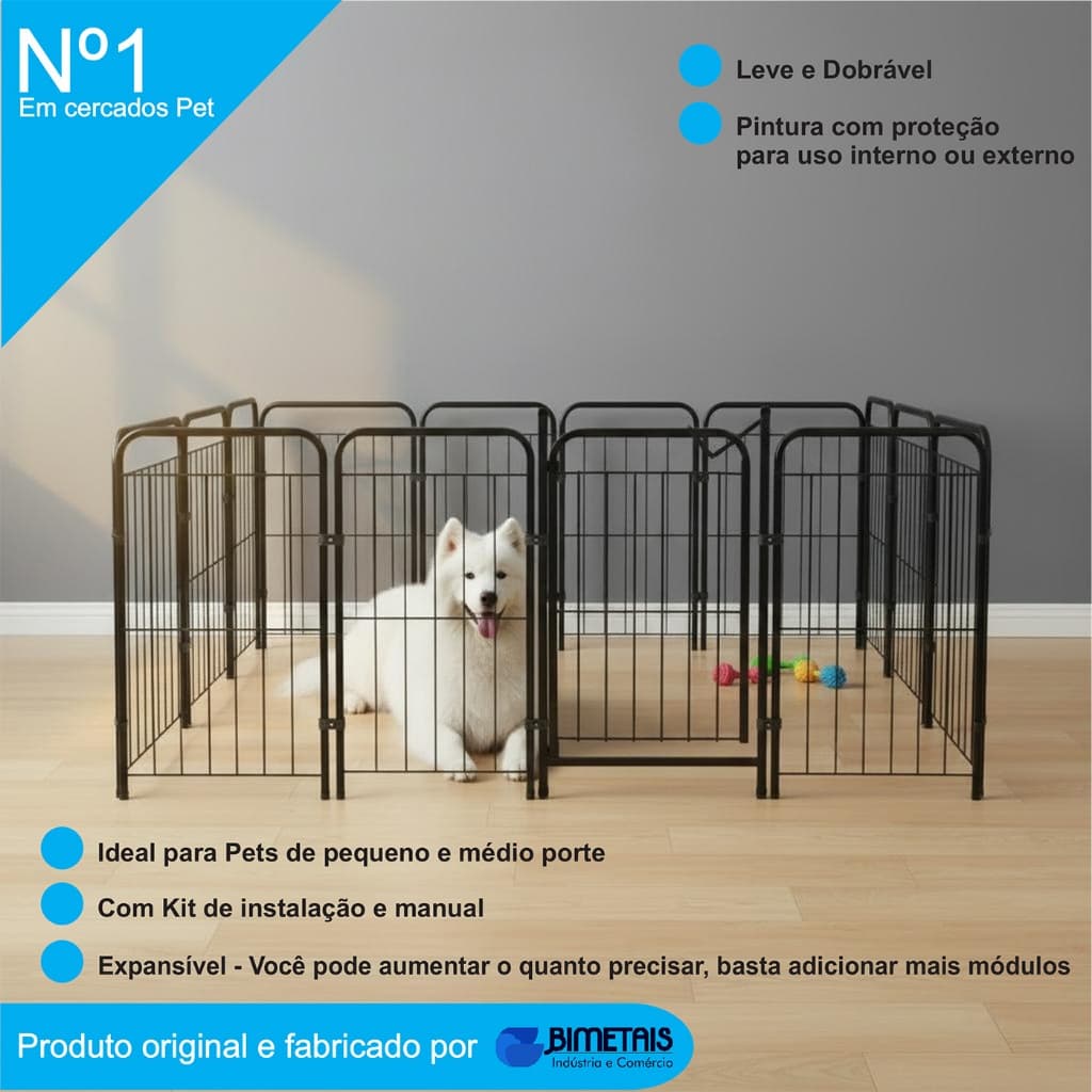 Cercado Grade 402x70cm Portão + 10 Módulos Segurança Pet Cães Cachorro