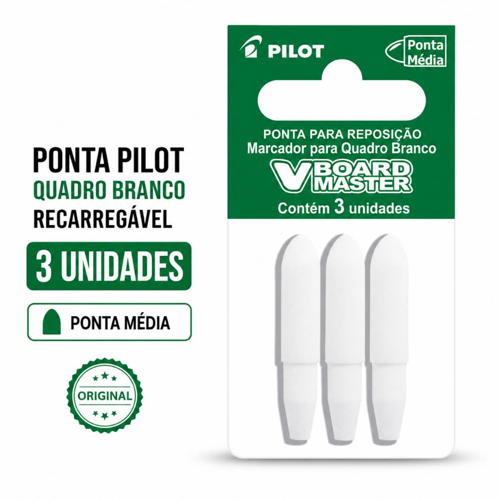 Ponta p/ Marcador Quadro Branco Recarregável WBS-VBM 3 Unidades WBTIP PILOT