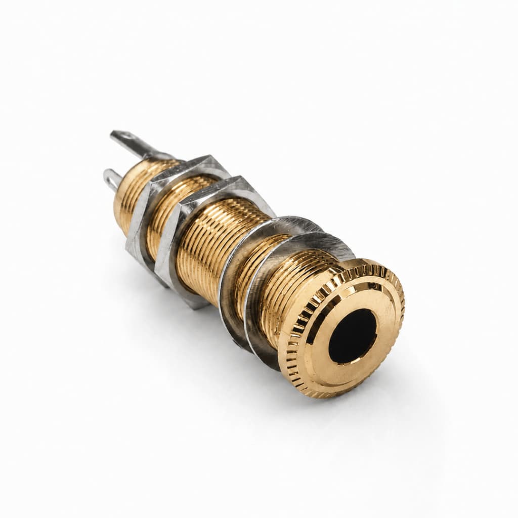 Jack P10 Stereo Cilindrico Guitarra Baixo Dourado 3 Terminais